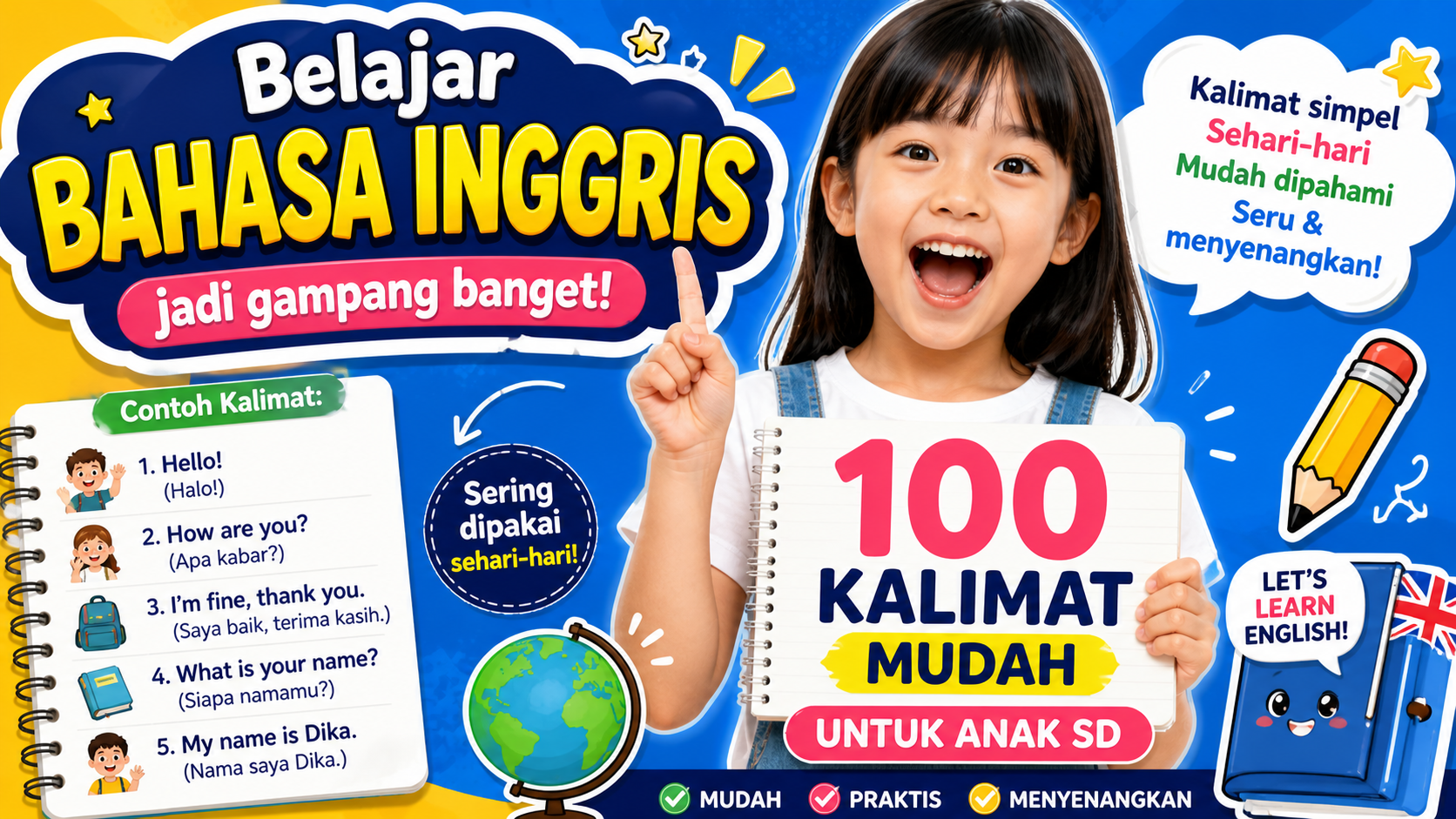 100 Kalimat Bahasa Inggris Mudah di Pahami Anak SD